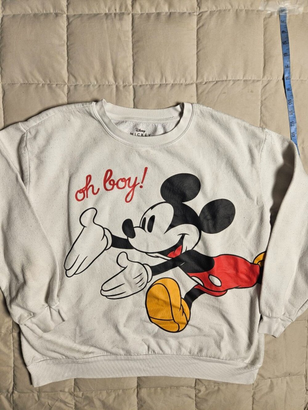 Disney Mickey Mouse Oh Boy Sweatshirt 3XL Cream Graphic Pullover